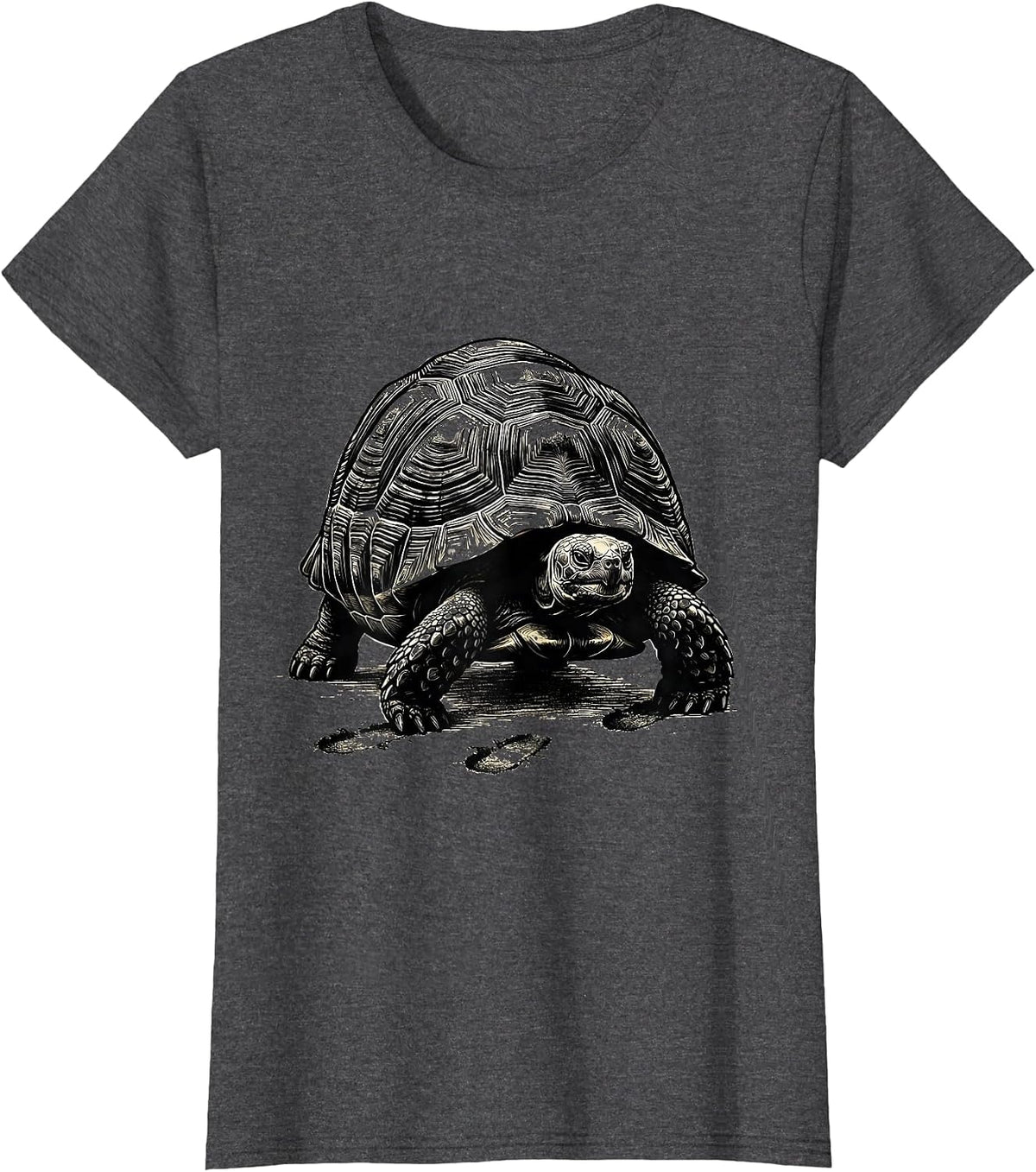 Women's Compact Tortoise Scratchboard Funny Turtle Lover Gift T-Shirt - Dark Heather Grey