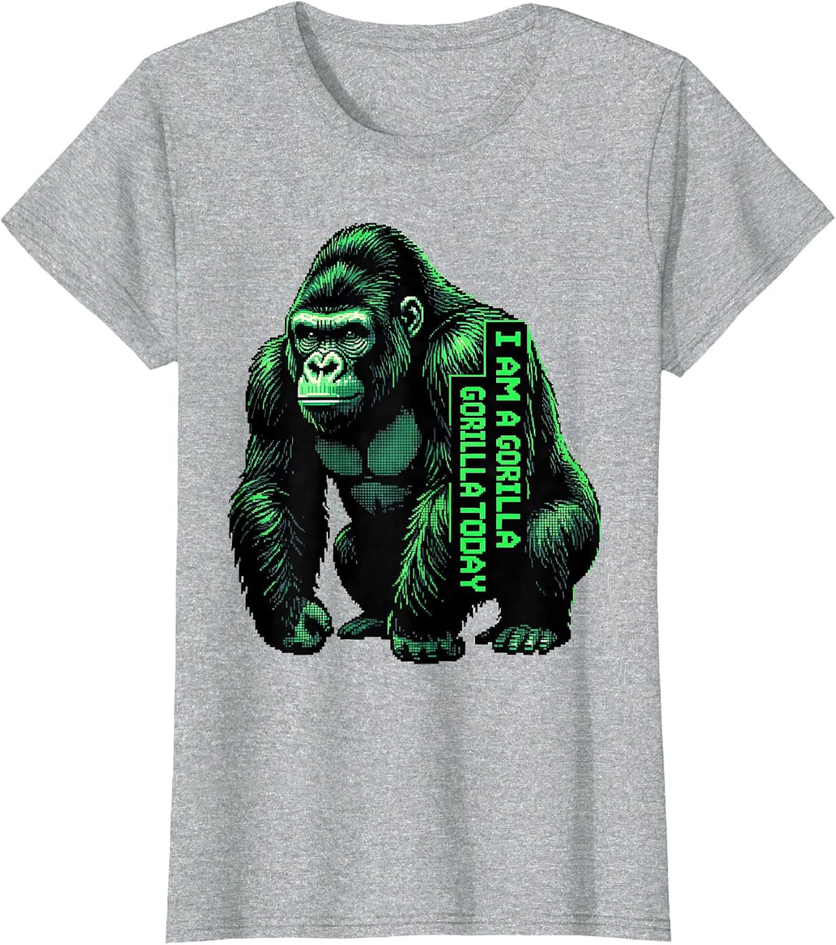I Am A Gorilla Today Funny Pixel Art Gorilla Costume T-Shirt - Heather Grey