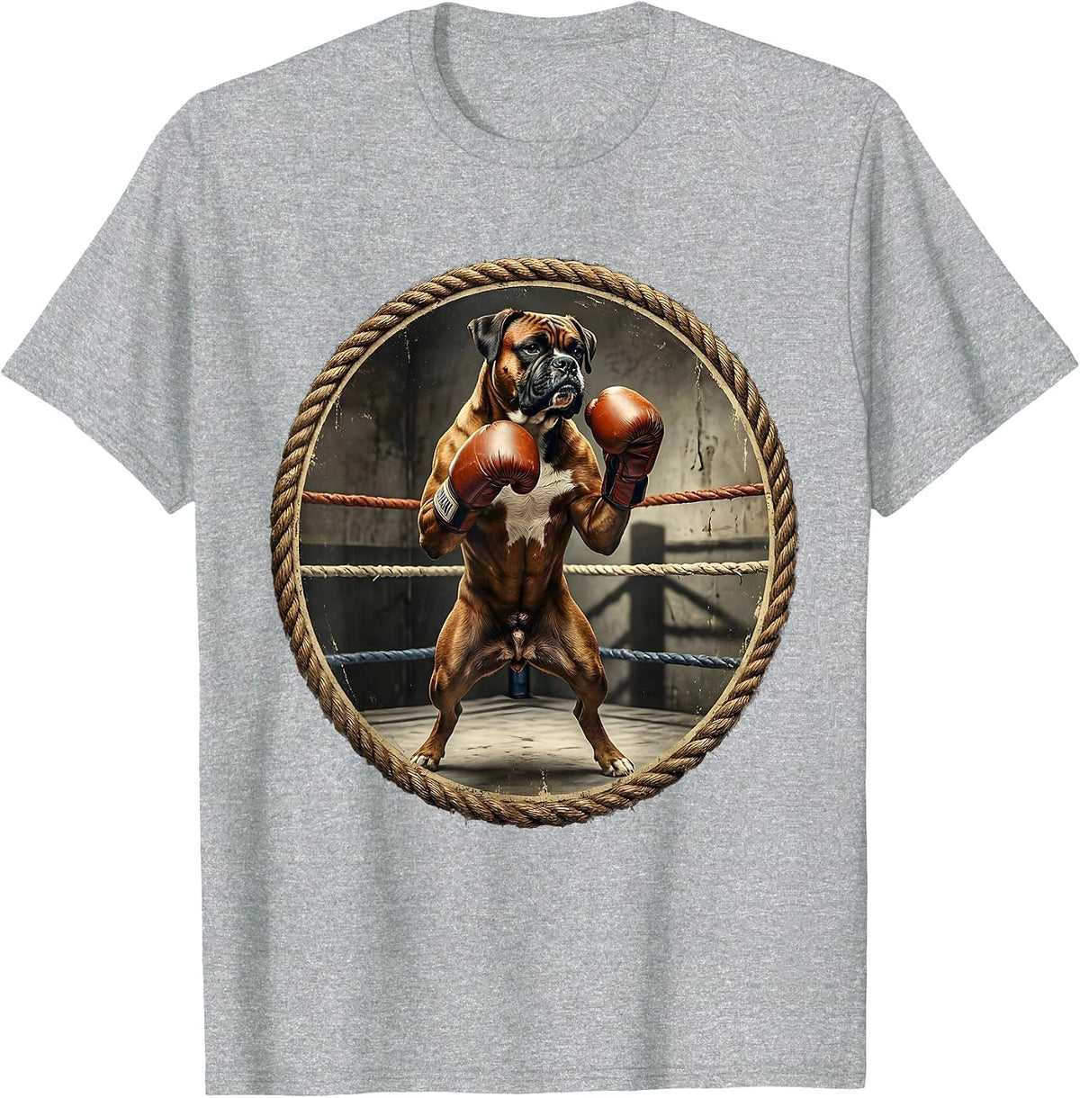 Men's Boxer Dog Shadow Boxing Gym Corner Graphic T-Shirt - Heather Grey