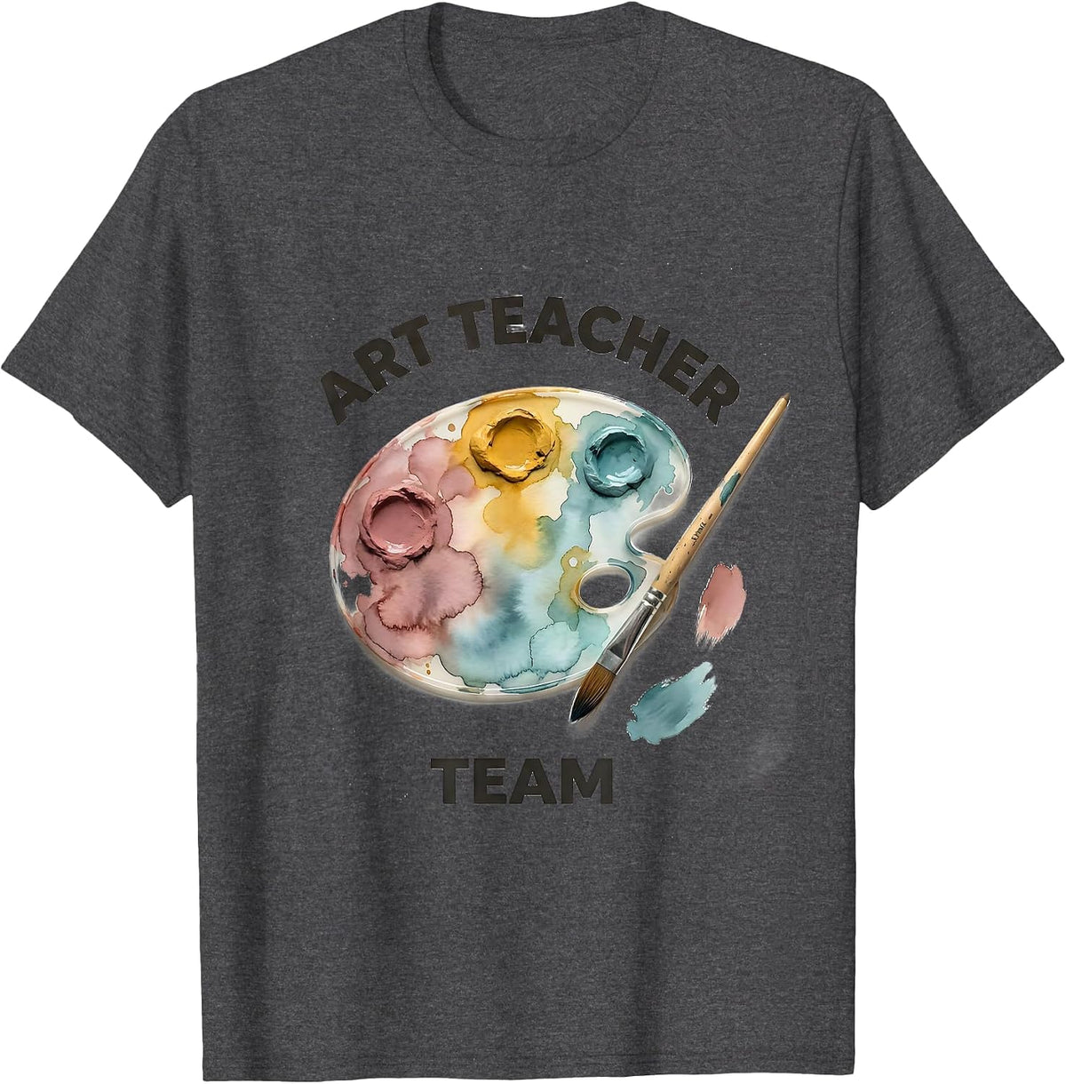 Men's Art Teacher Team Watercolor Painting Art Education Teacher T-Shirt - Dark Heather Grey