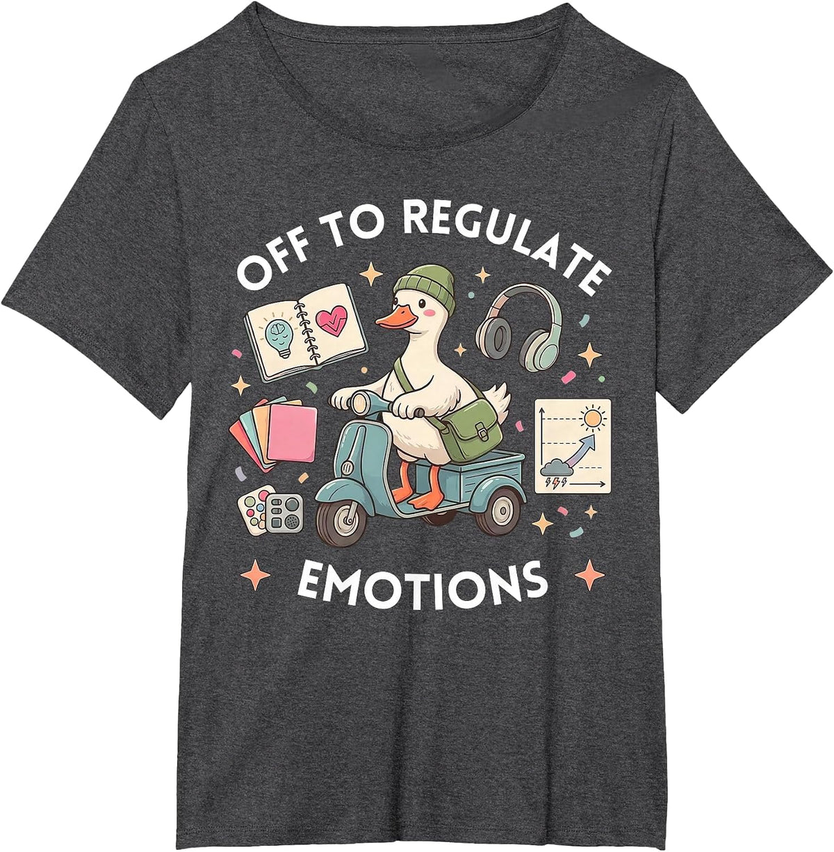 Off to Regulate Emotions Funny Goose ABA Therapy Therapist T-Shirt - Dark Heather Grey