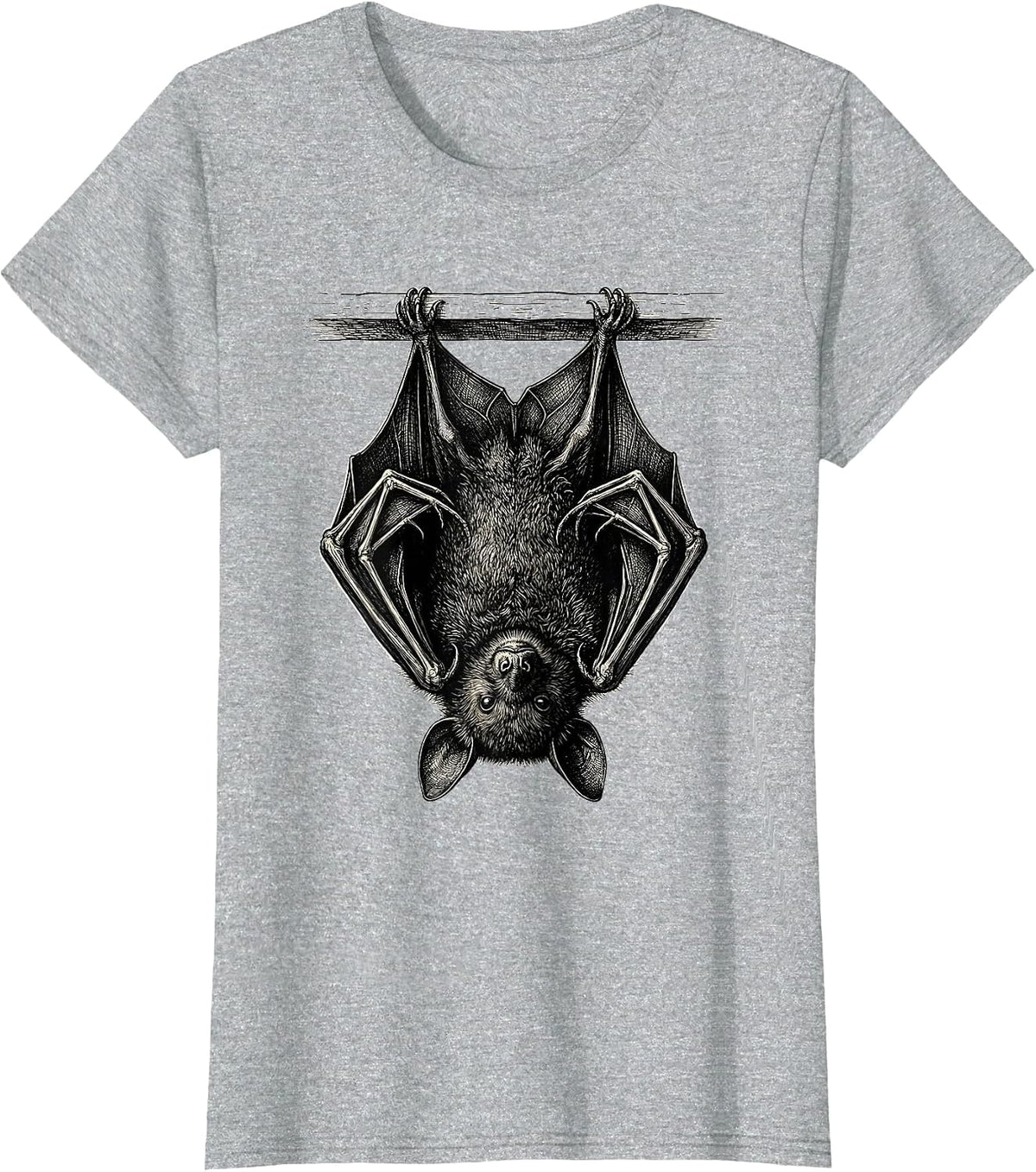 Bat Heart Silhouette Bat Lover Gothic Vintage T-Shirt - Heather Grey