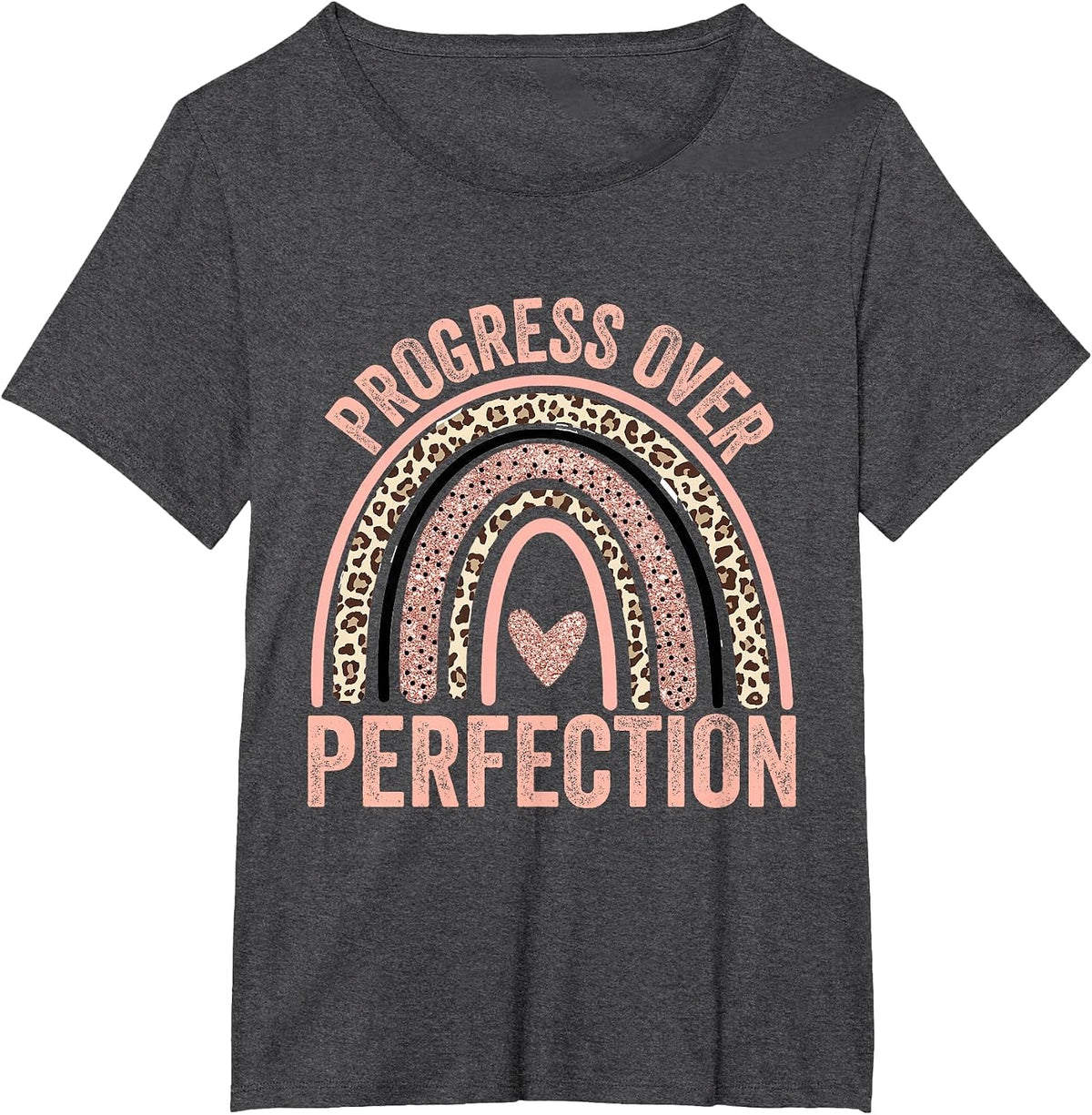 Progress Over Perfection Motivational Back to School Teacher T-Shirt - Dark Heather Grey