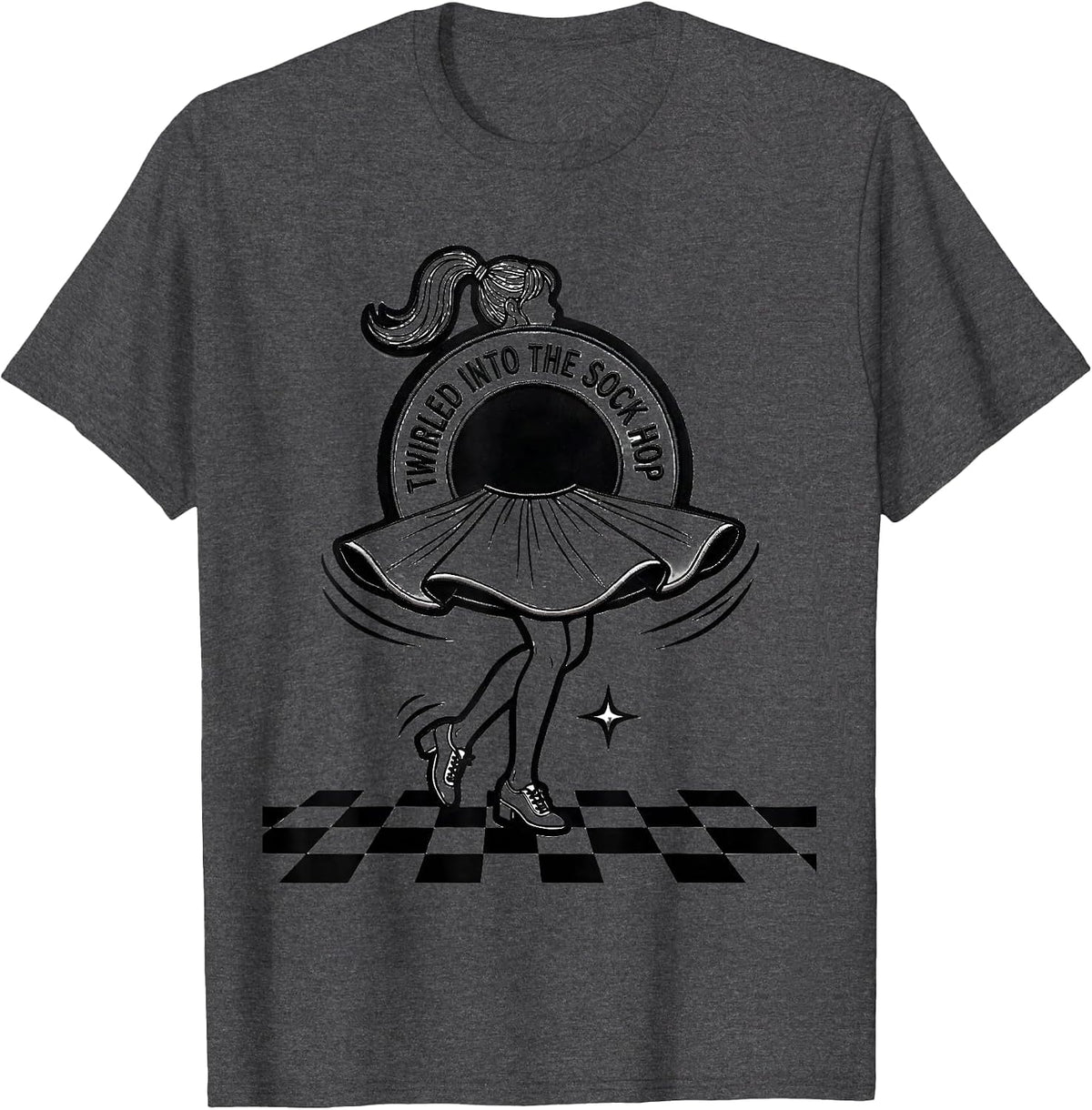 Twirled Into The Sock Hop Retro 1950s Rockabilly Sock Hop T-Shirt - Dark Heather Grey