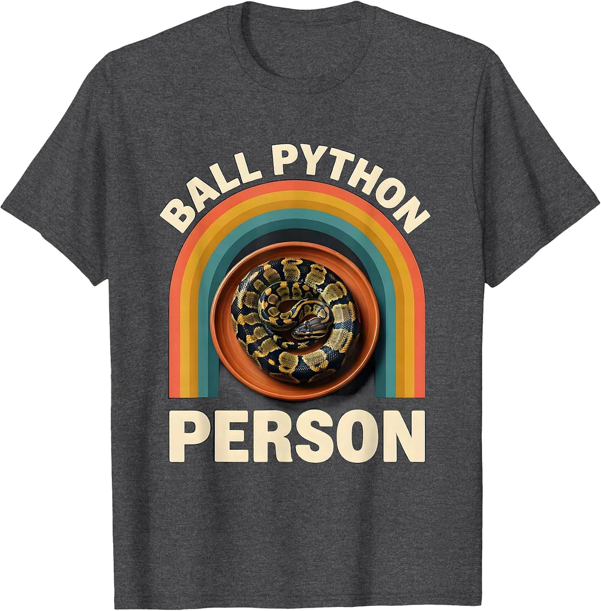 Ball Python Person Midcentury Modern Snake Enthusiast Pride T-Shirt - Dark Heather Grey