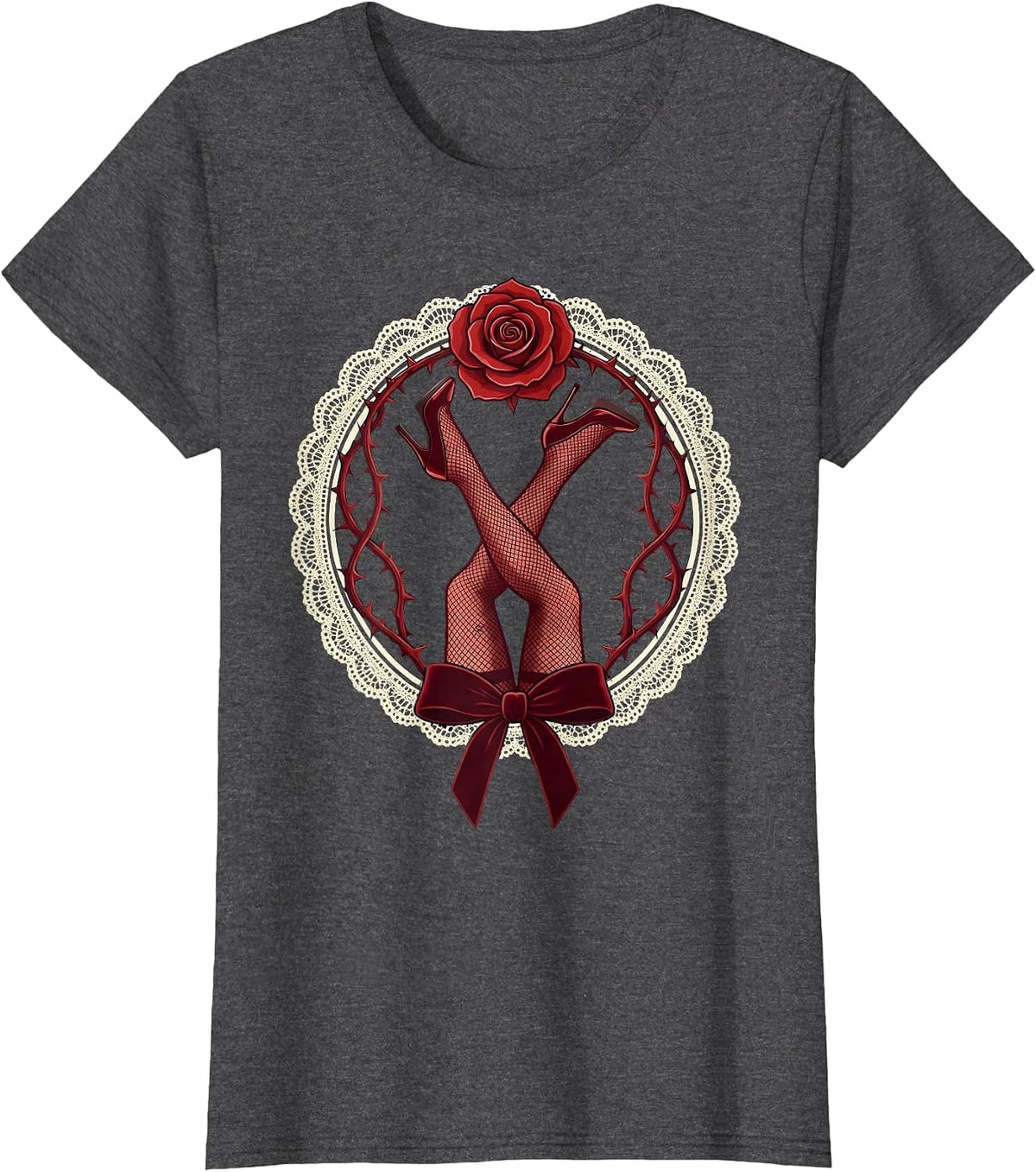 Women's Showgirl Chorus Line Legs Spotlight Dance Art T-Shirt - Dark Heather Grey