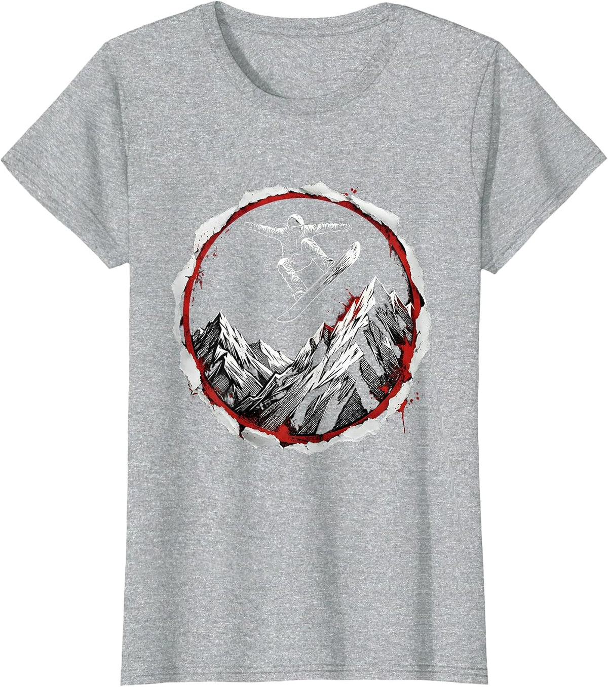 Women's Snowboarder Mountain Ridge Launch Graphic T-Shirt - Heather Grey