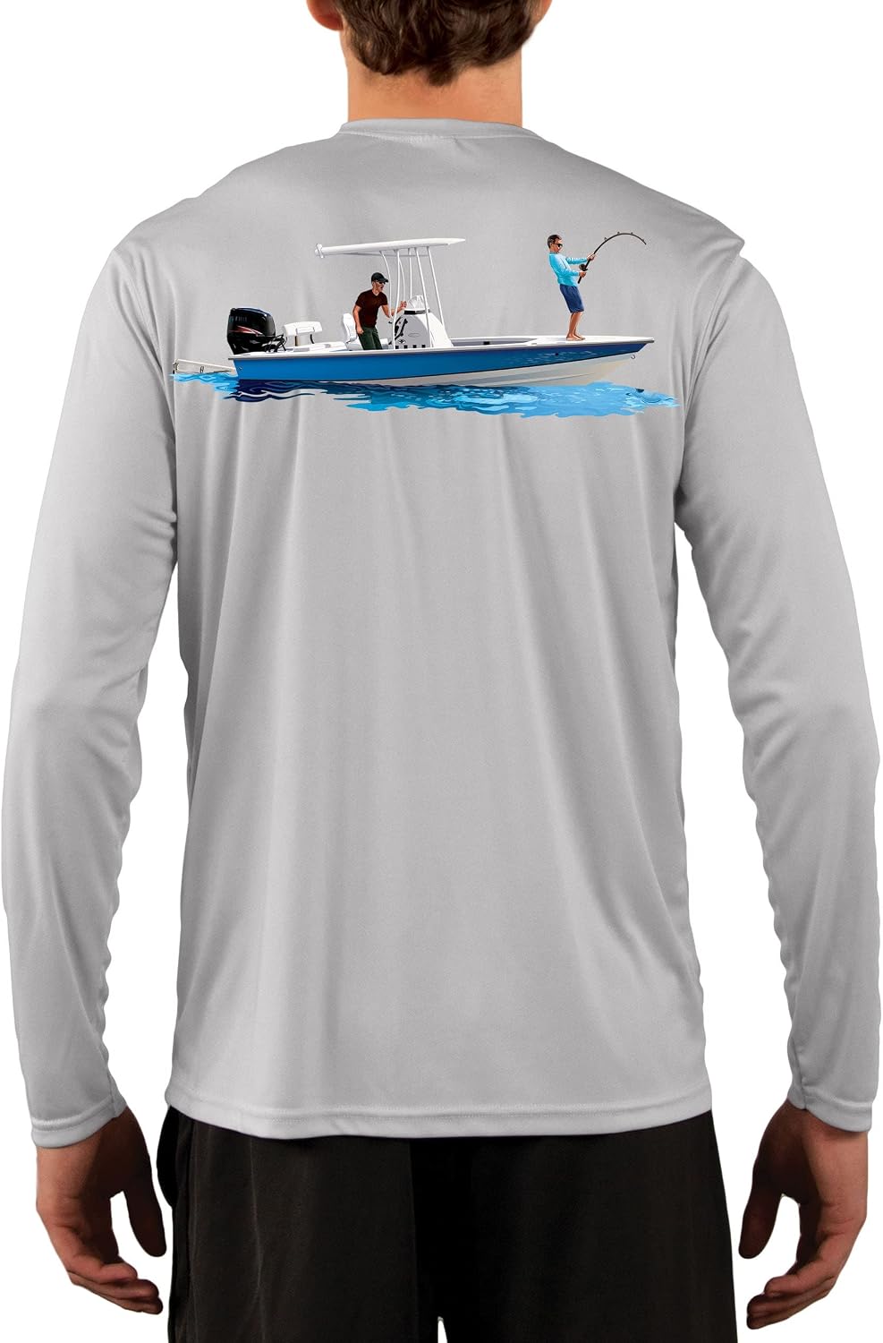 Skiff Life Center Console Bay Boat Fishing Shirts Men's Quick Dry Lightweight UPF 50+ Long Sleeve Shirt Moisture Wicking -