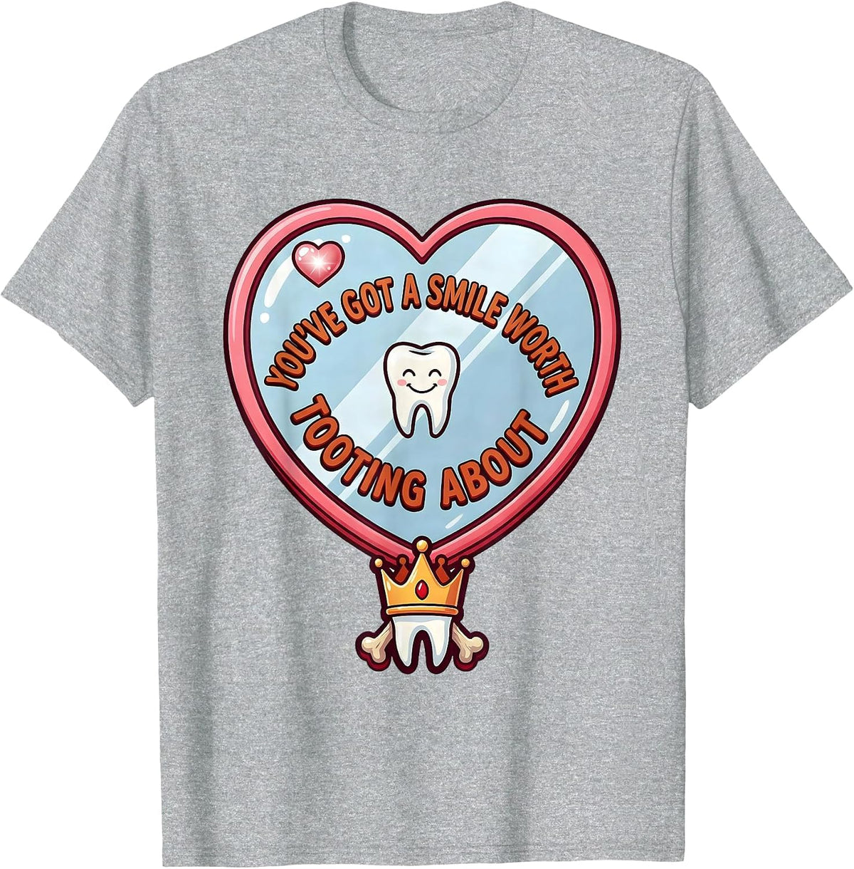Men's You've Got a Smile Worth Tooting About Funny Dental T-Shirt - Heather Grey