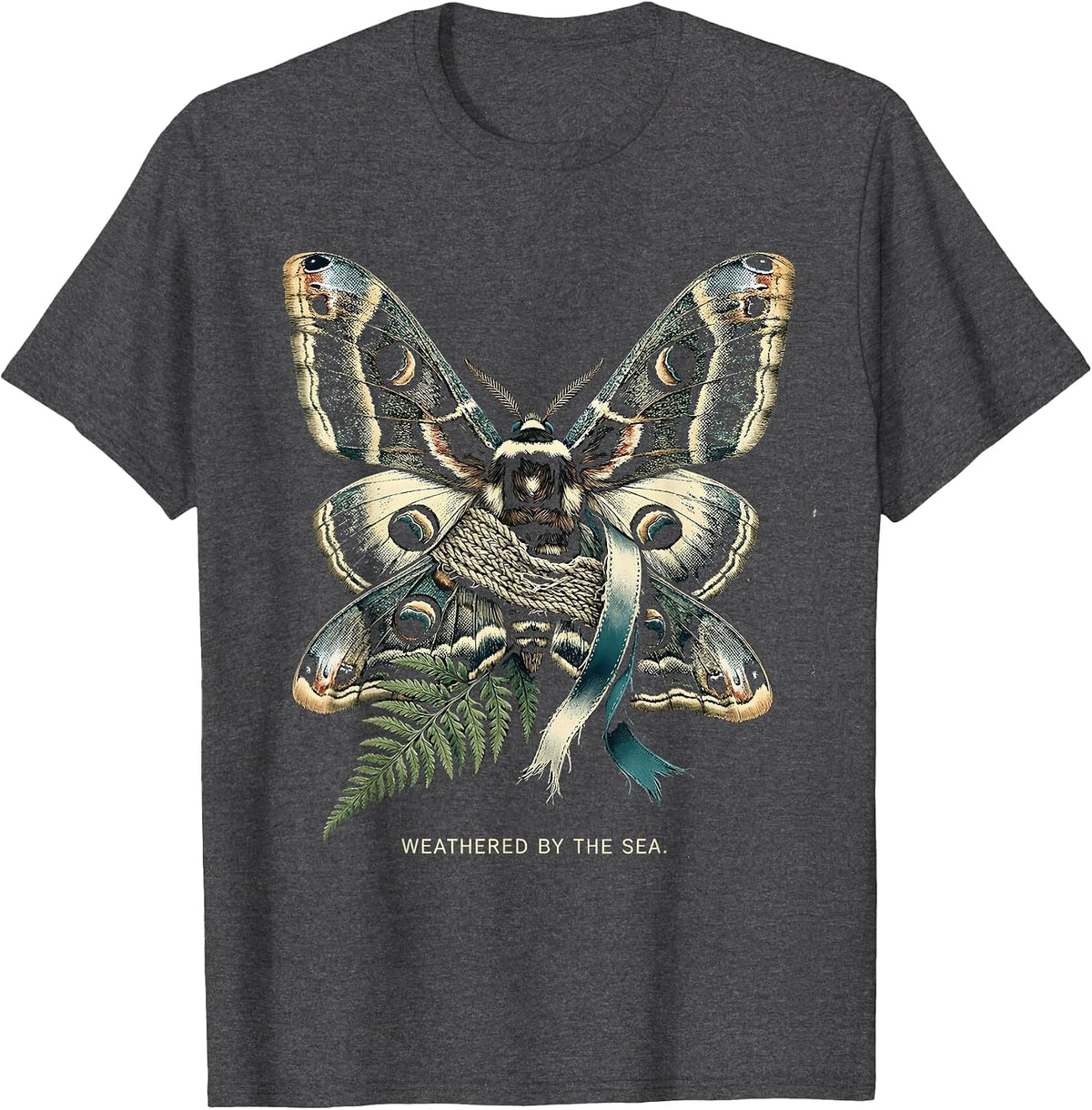 Weathered by the Sea Sailor Graphic Design T-Shirt - Dark Heather Grey