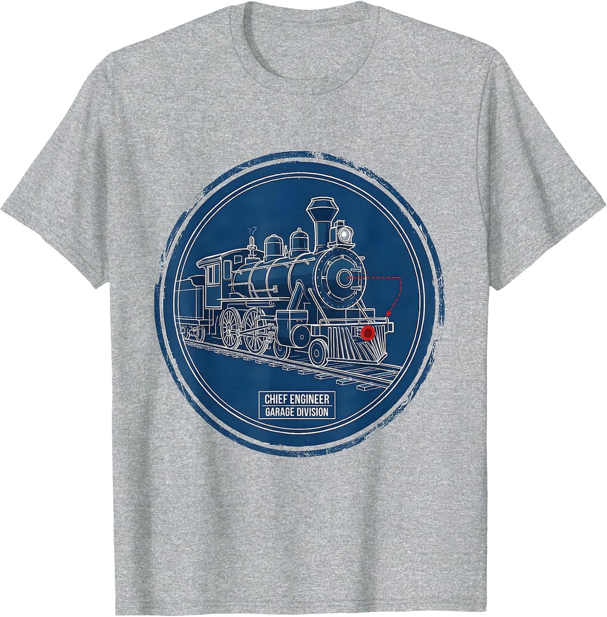 Men's Chief Engineer Garage Division Vintage Steam Train T-Shirt - Heather Grey