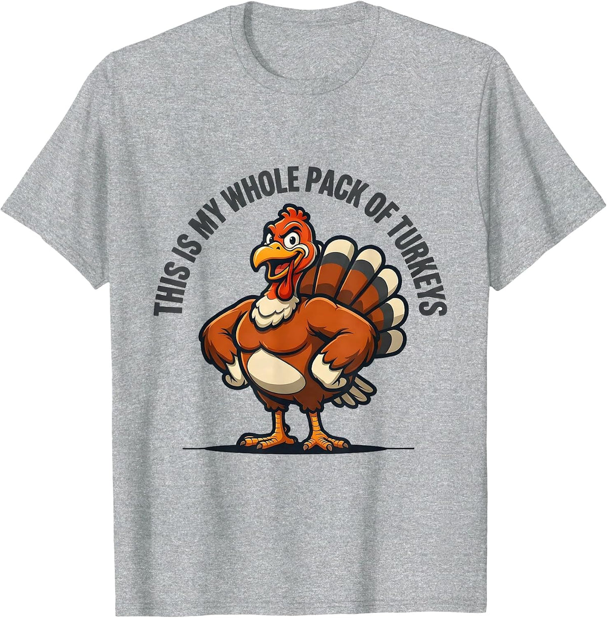 Men's This Is My Whole Pack Of Turkeys Funny Thanksgiving Family T-Shirt - Heather Grey