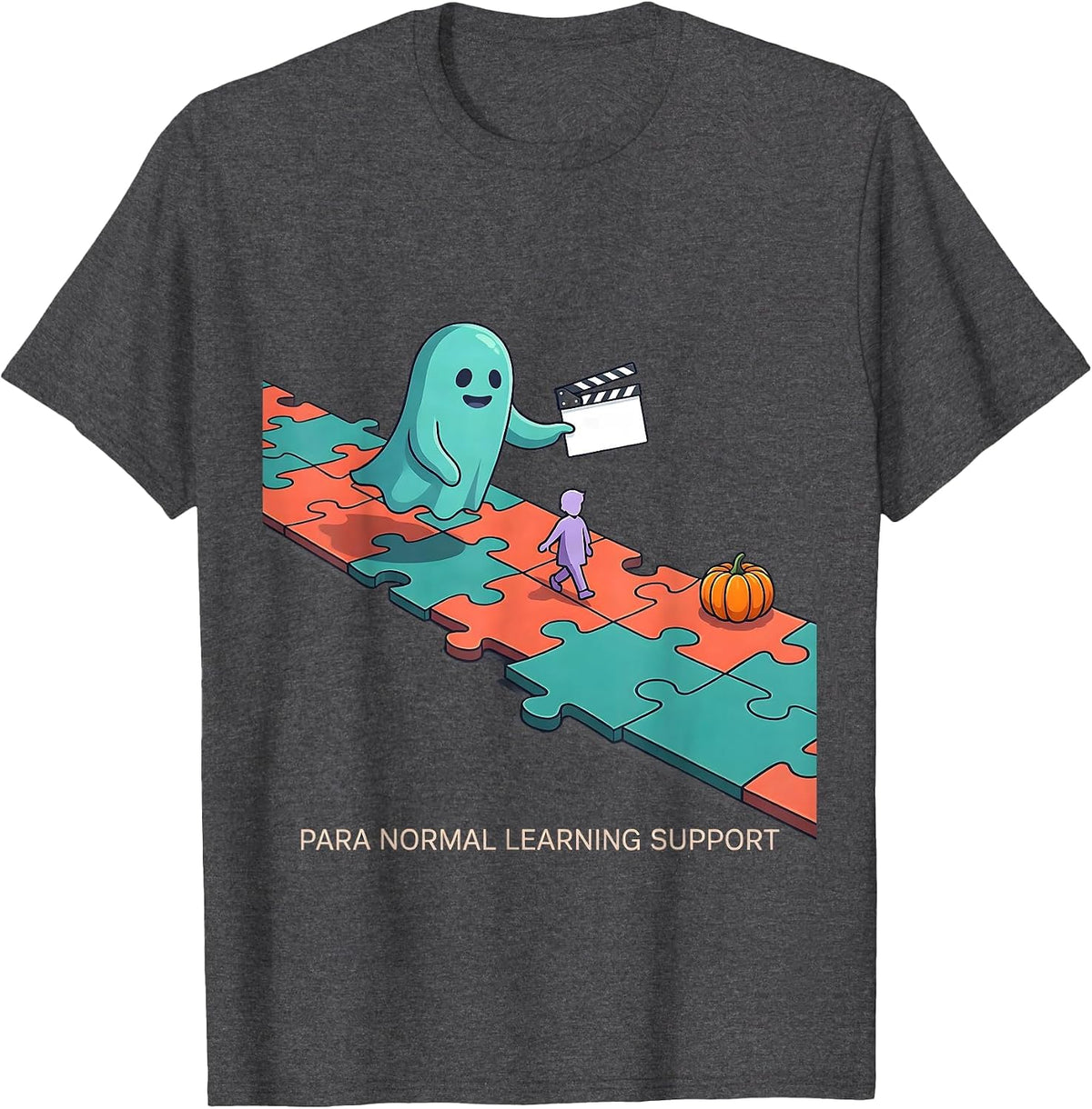 Men's Para Normal Learning Support Funny Ghost Paraprofessional T-Shirt - Dark Heather Grey