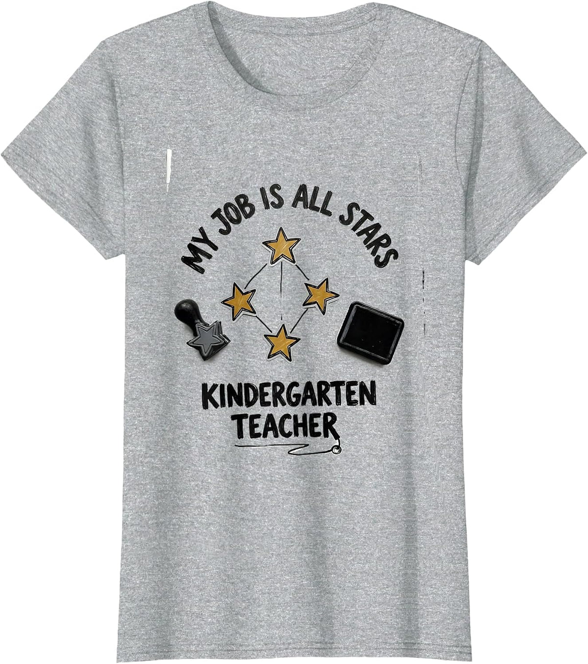 Women's My Job Is All Stars Kindergarten Teacher Funny T-Shirt - Heather Grey