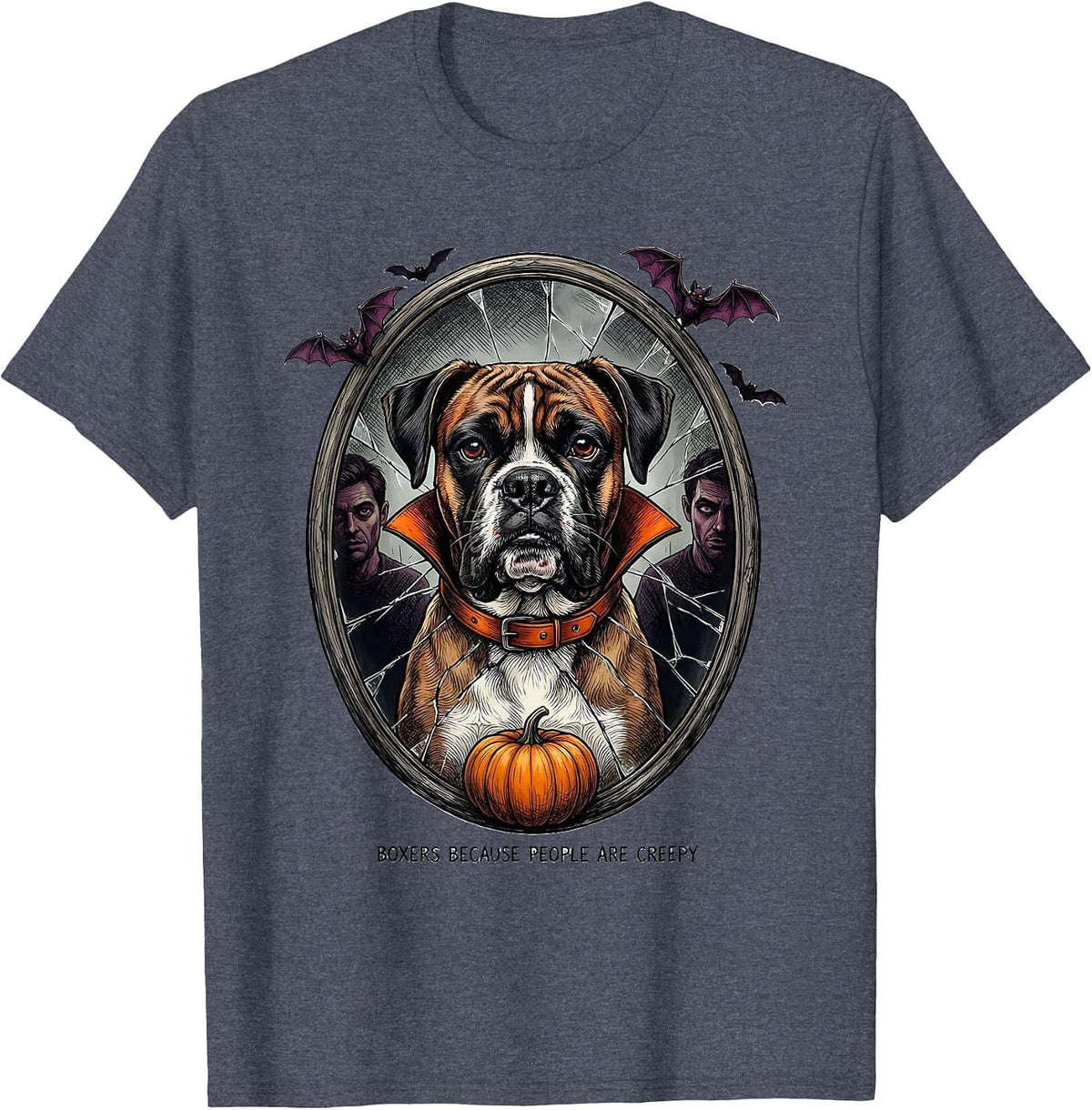 Boxers Because People Are Creepy Funny Halloween Dog Costume T-Shirt - Heather Blue