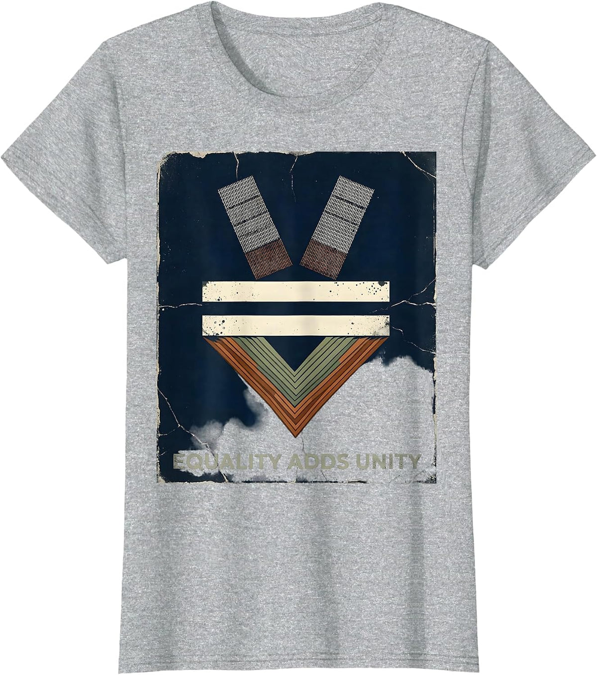 Equality Adds Unity Distressed Math Symbol Antiracism T-Shirt - Heather Grey