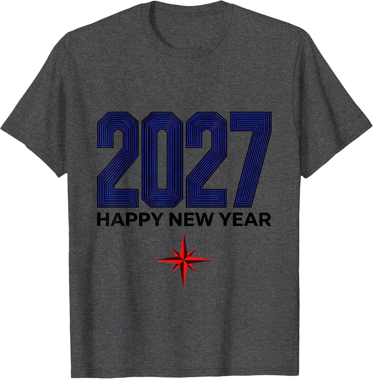 Happy New Year 2027 Geometric Party Host Family Matching T-Shirt - Dark Heather Grey