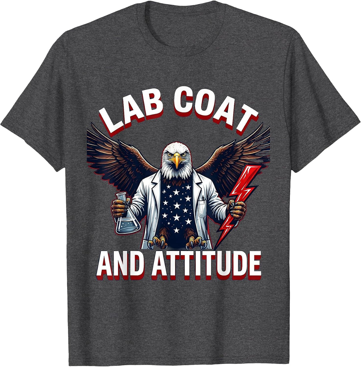 Lab Coat And Attitude Science Teacher Design T-Shirt - Dark Heather Grey