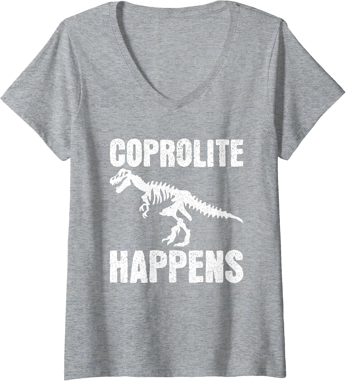 Women's Funny Corpolite Happens Fossil Hunter Paleontologist V-Neck T-Shirt - Heather Grey
