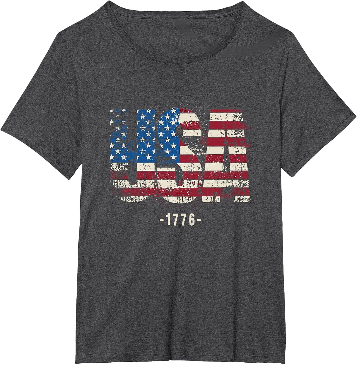USA 1776 | Cool Patriotic United States of America Flag T-Shirt - Dark Heather Grey