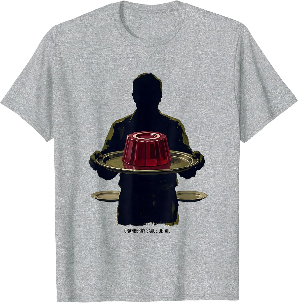 Men's Cranberry Sauce Detail Funny Thanksgiving Food Humor T-Shirt - Heather Grey