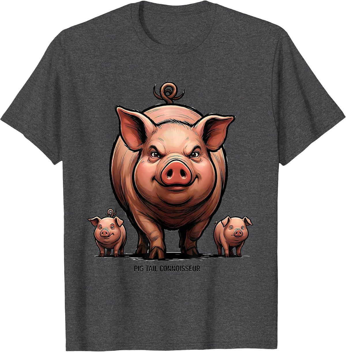 Pig Tail Connoisseur Funny Pig Lover Pet Pig Humor T-Shirt - Dark Heather Grey