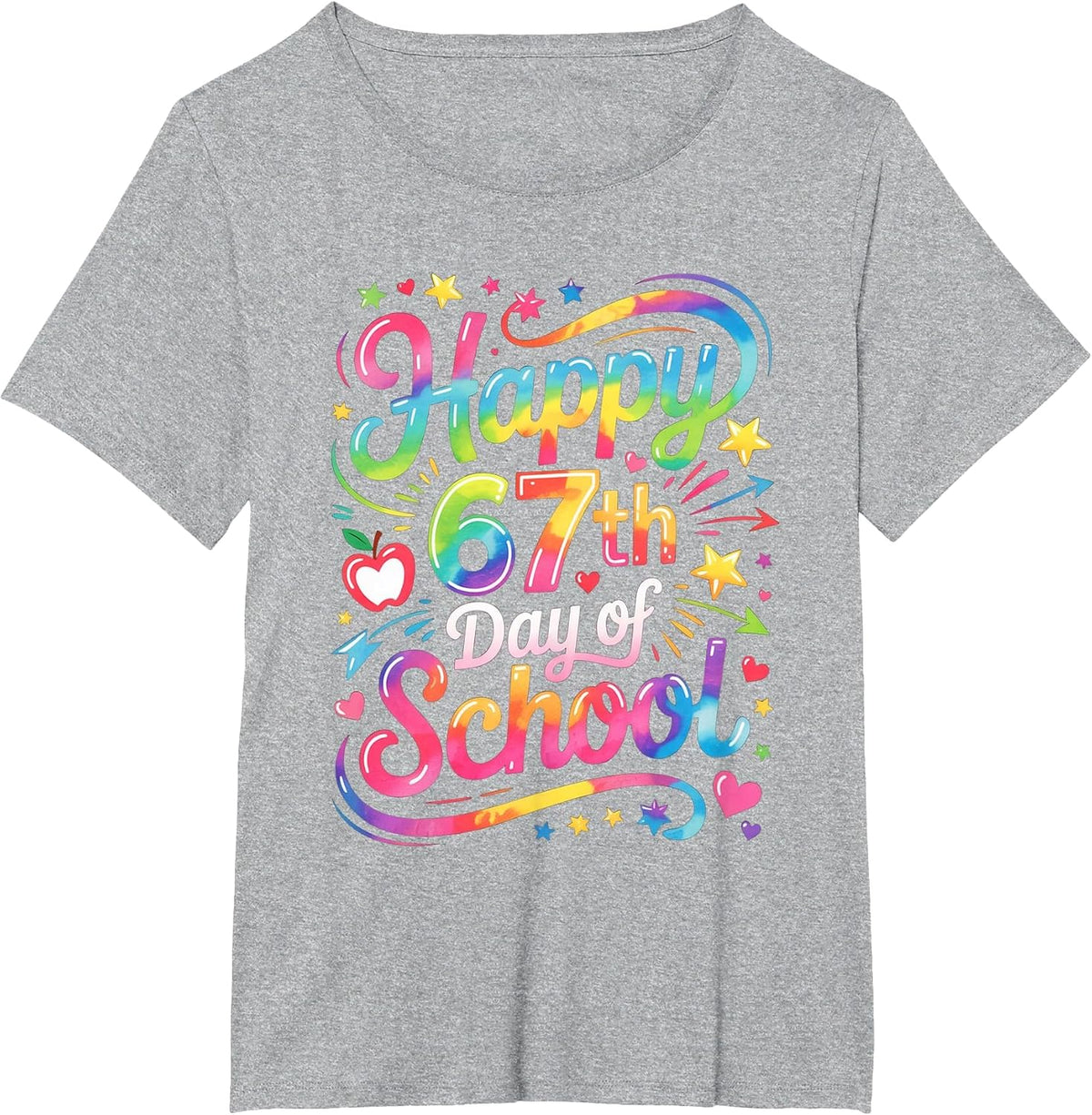 Happy 67 Days of School Meme100th Day of School Tie Dye T-Shirt - Heather Grey