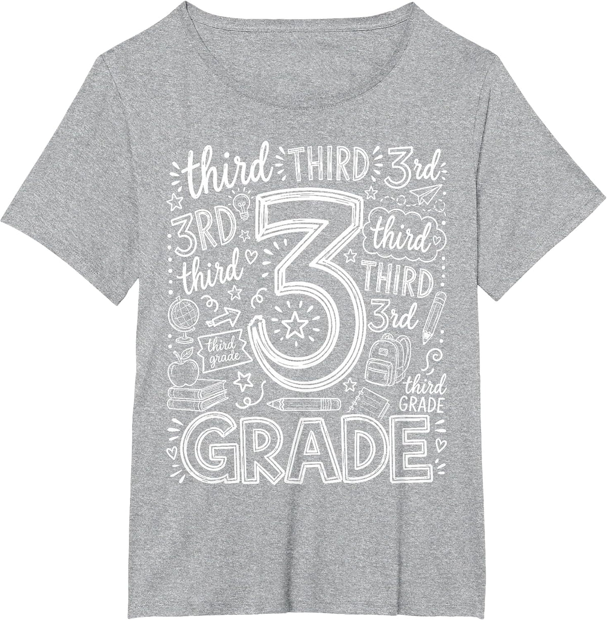 3rd Grade Typography Team Third Grade Teacher Back to School T-Shirt - Heather Grey