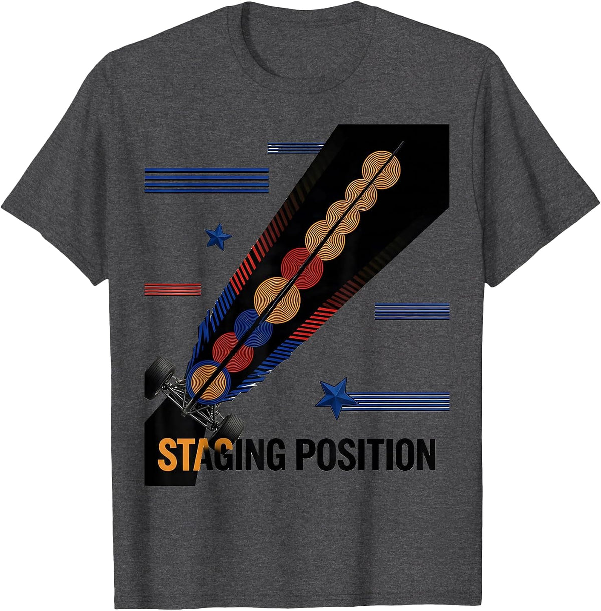 Staging Position Futurist Dynamism RC Drag Racing American T-Shirt - Dark Heather Grey