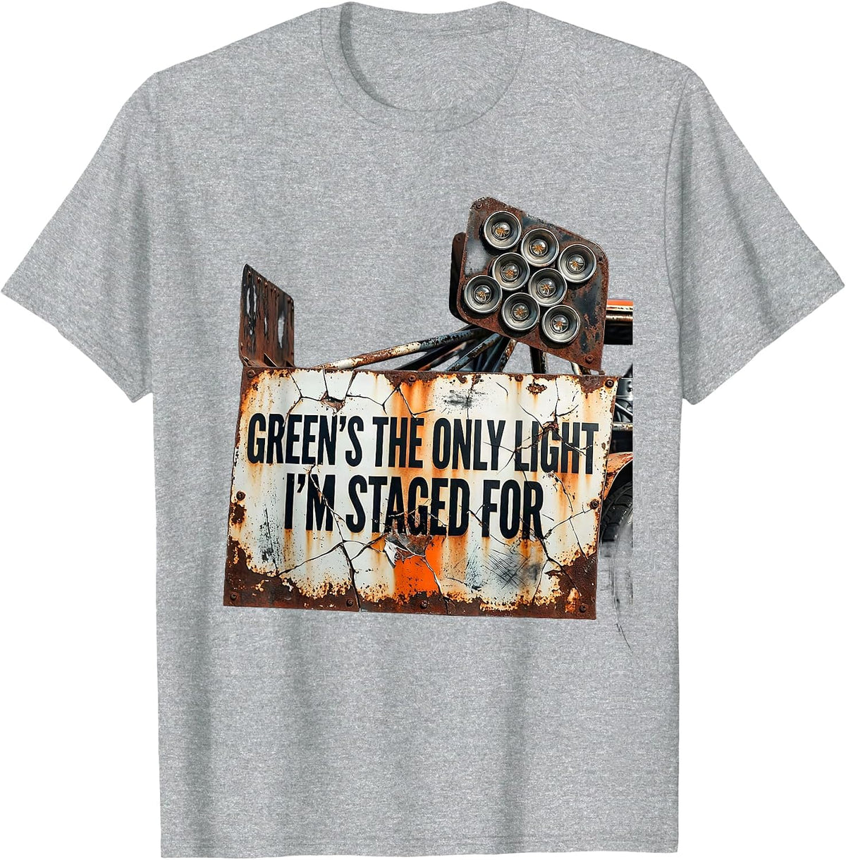 Men's Green's The Only Light I'm Staged For Distressed RC Car T-Shirt - Heather Grey