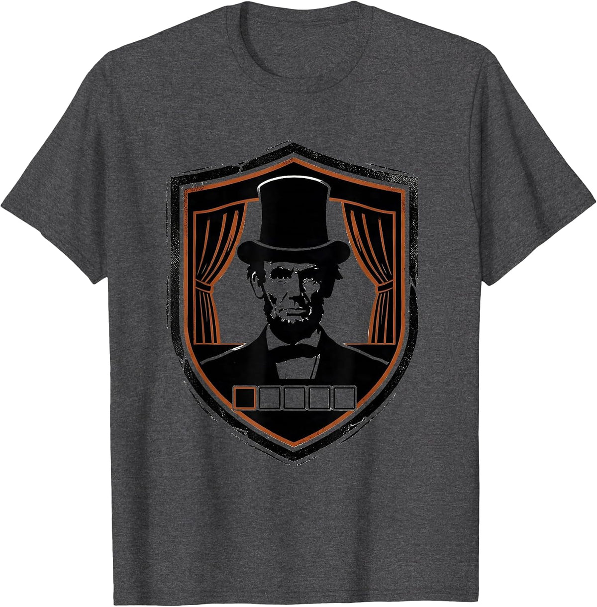 Sealed Shield Badge Abraham Lincoln Satirical History Humor T-Shirt - Dark Heather Grey
