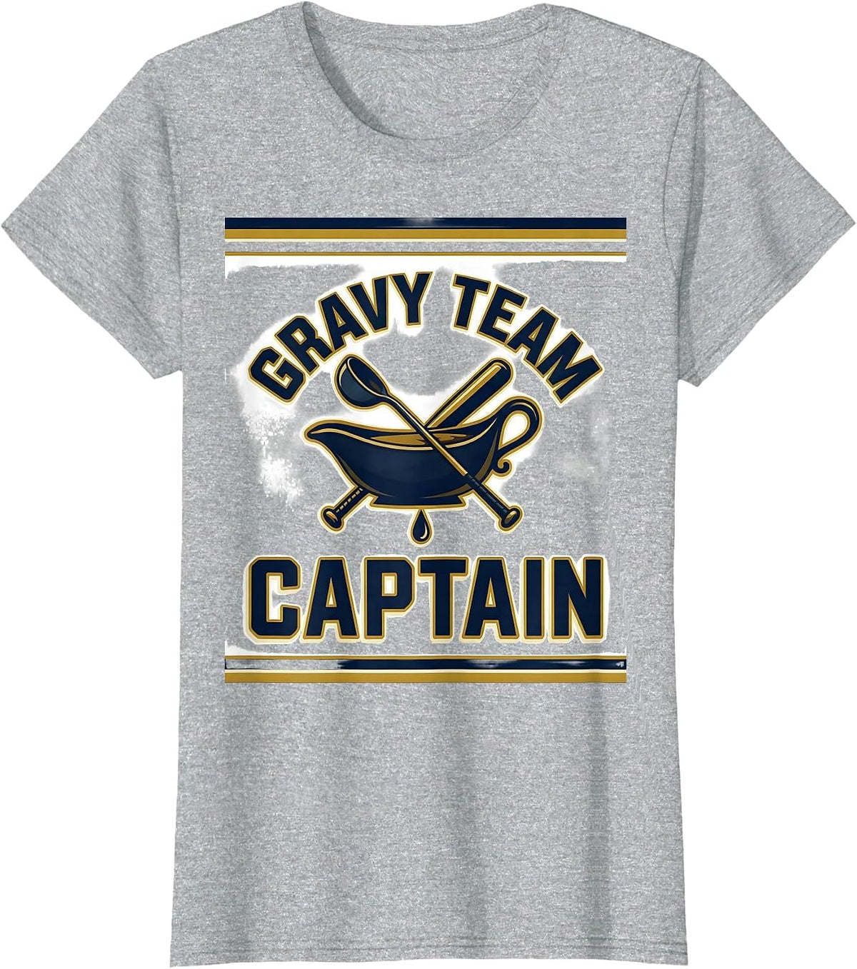 Women's Gravy Team Captain Funny Thanksgiving Dinner Food Humor T-Shirt - Heather Grey