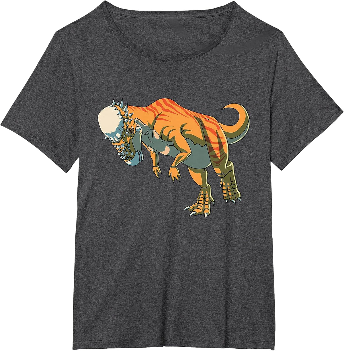 Realistic Pachycephalosaurus Dinosaur Prehistoric Art T-Shirt - Dark Heather Grey