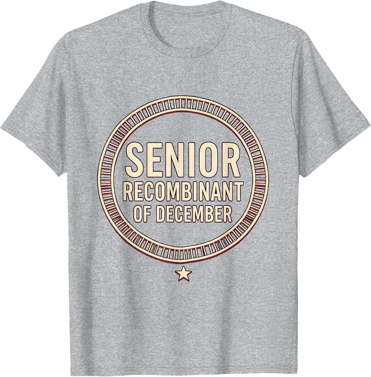 Men's Senior Recombinant of December Science Teacher DNA Humor T-Shirt - Heather Grey