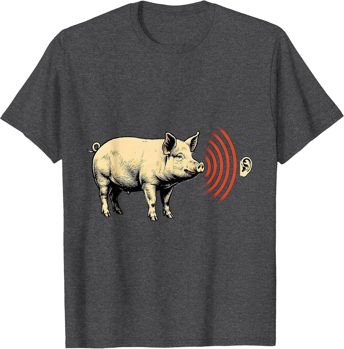 Pig Profile Pet Lover Funny Animal Humor T-Shirt - Dark Heather Grey