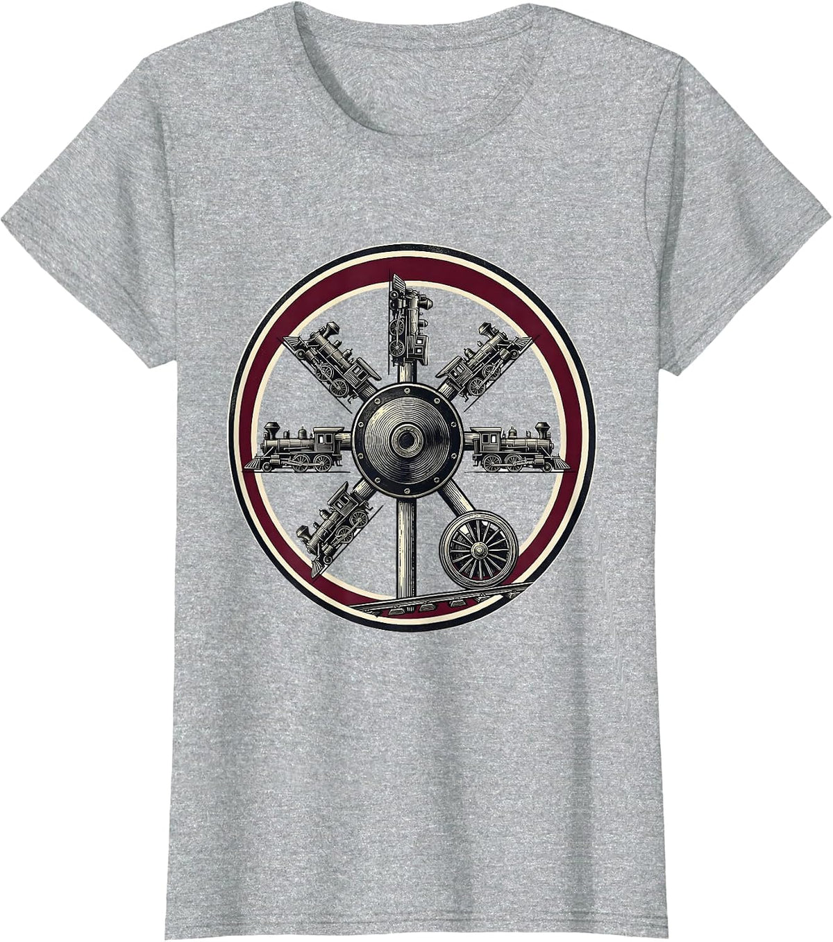 Railroad Badge Track Locomotive Hobbyist Gift T-Shirt - Heather Grey