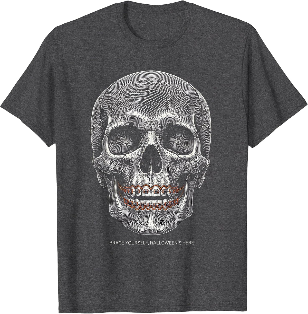 Men's Brace Yourself Halloween Is Here Dental Design T-Shirt - Dark Heather Grey