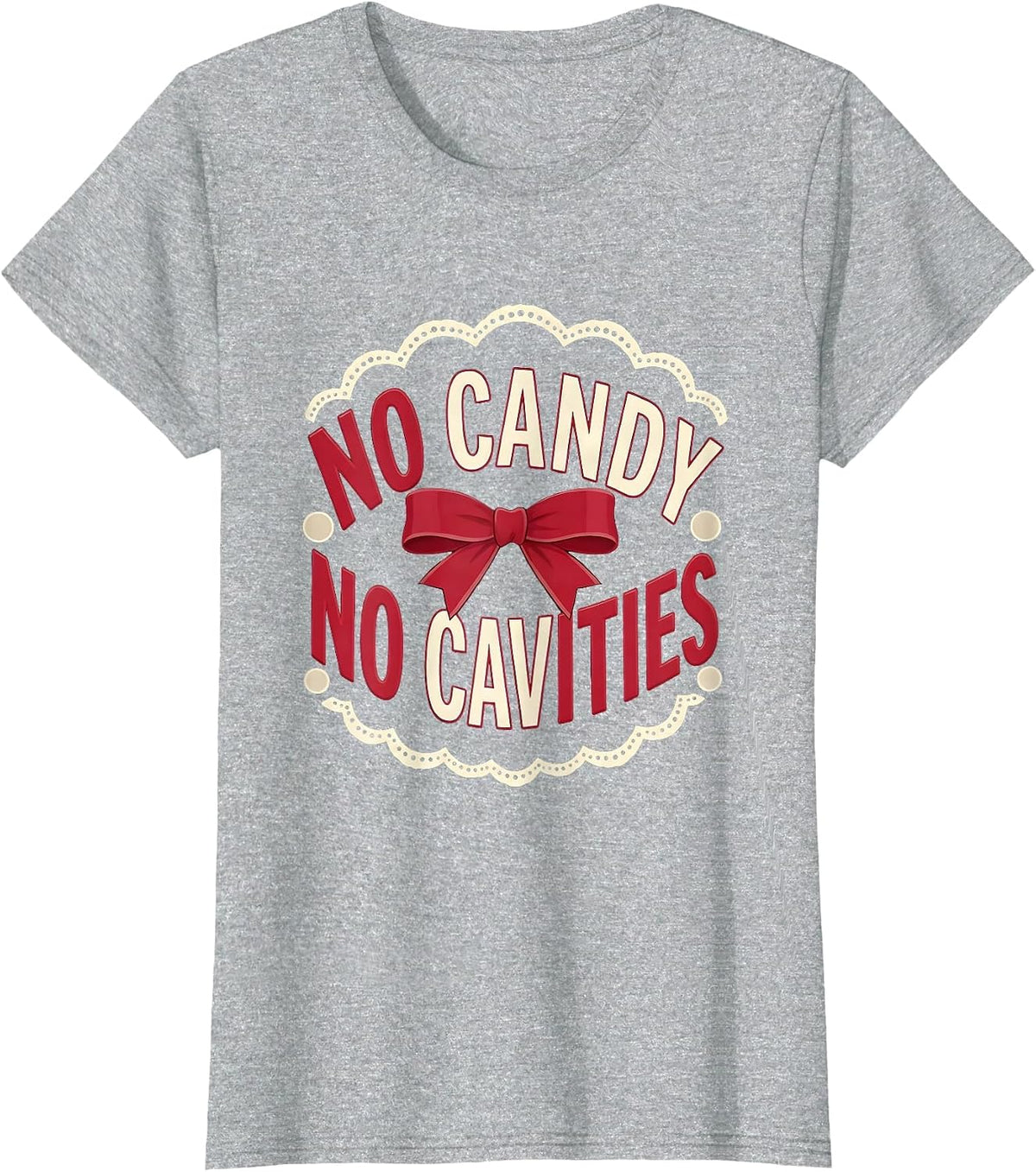 No Candy No Cavities Halloween Dental Design T-Shirt - Heather Grey