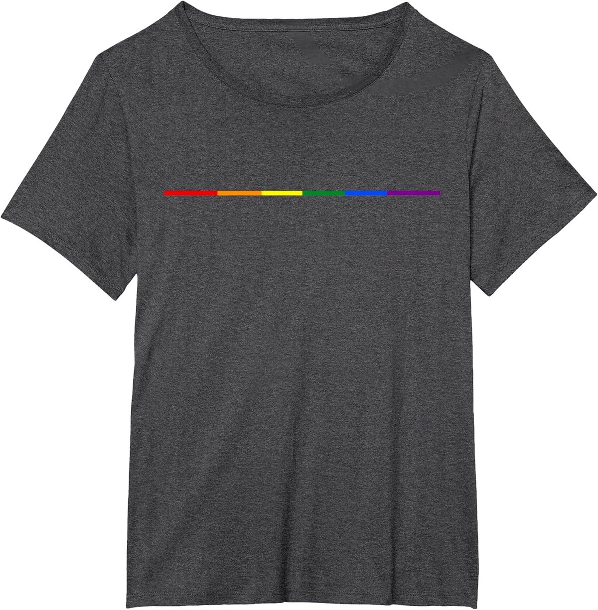 Minimalist LGBTQ+ Pride Rainbow Line Aesthetic Tees T-Shirts for Men Women - Dark Heather Grey