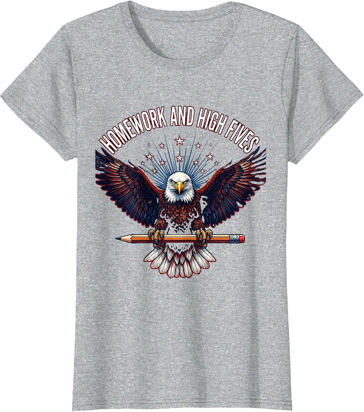 Homework and High Fives Third Grade Teacher T-Shirt - Heather Grey