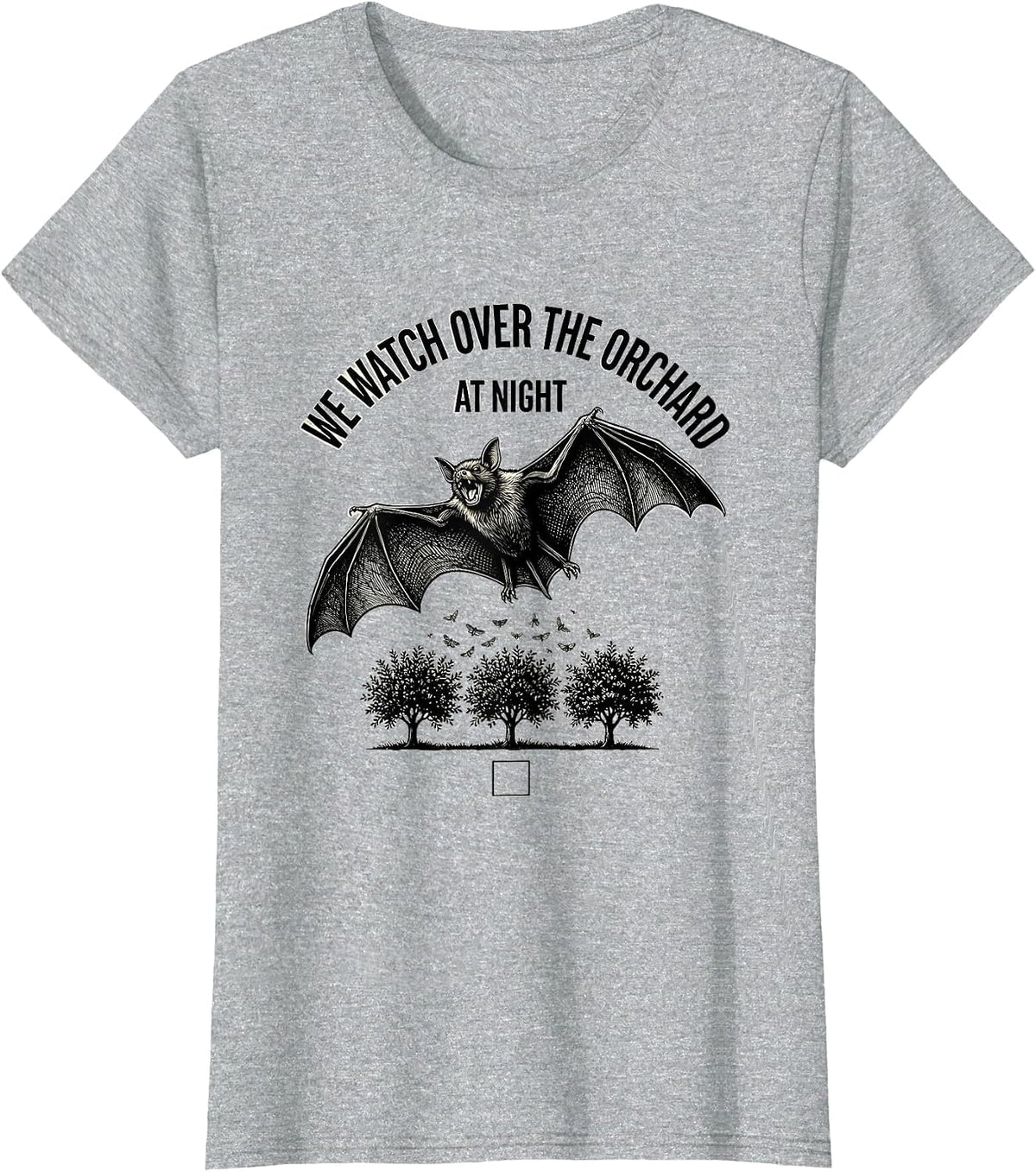 Women's We Watch Over The Orchard At Night Bat Lover Wildlife T-Shirt - Heather Grey