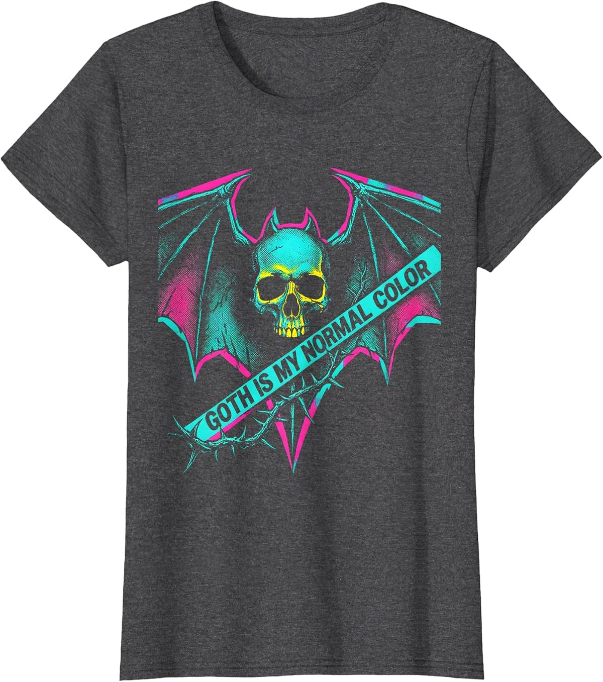 Women's Goth Is My Normal Color Risograph Alt Goth Girl Y2K Grunge T-Shirt - Dark Heather Grey
