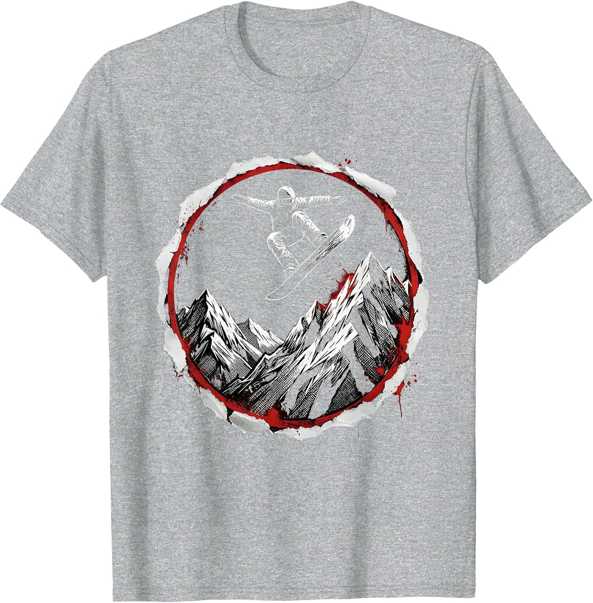Men's Snowboarder Mountain Ridge Launch Graphic T-Shirt - Heather Grey