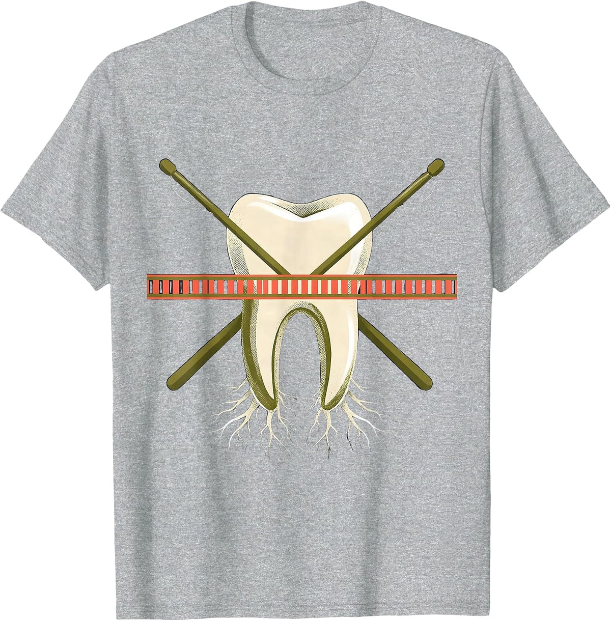 Men's Midcentury Dental Floss Light Holiday Dentist Humor T-Shirt - Heather Grey