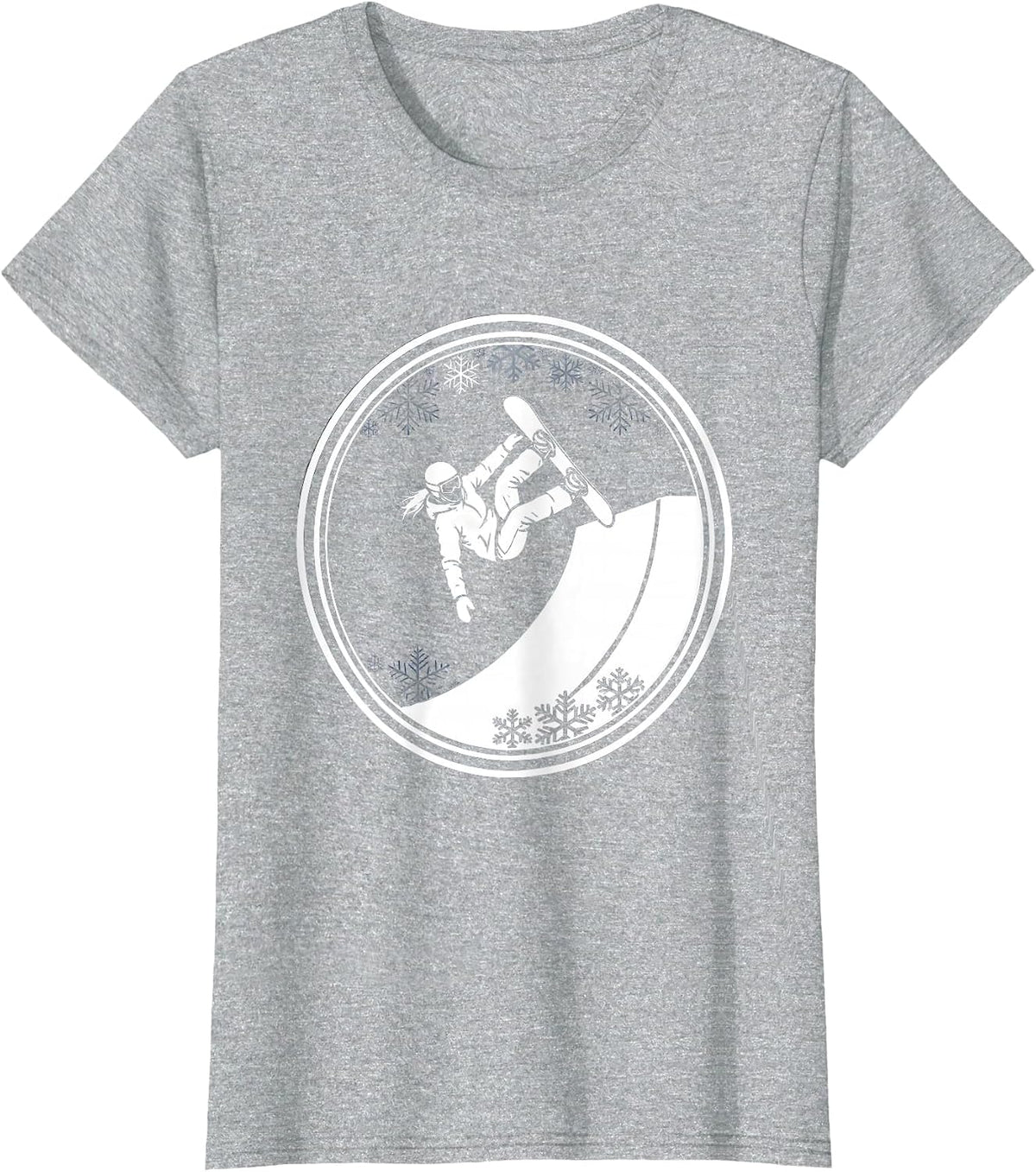 Woman Snowboarder Halfpipe Launch Graphic T-Shirt - Heather Grey