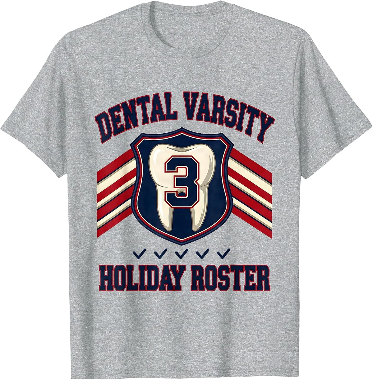 Men's Dental Varsity Holiday Roster Funny Dentist Christmas Dental T-Shirt - Heather Grey