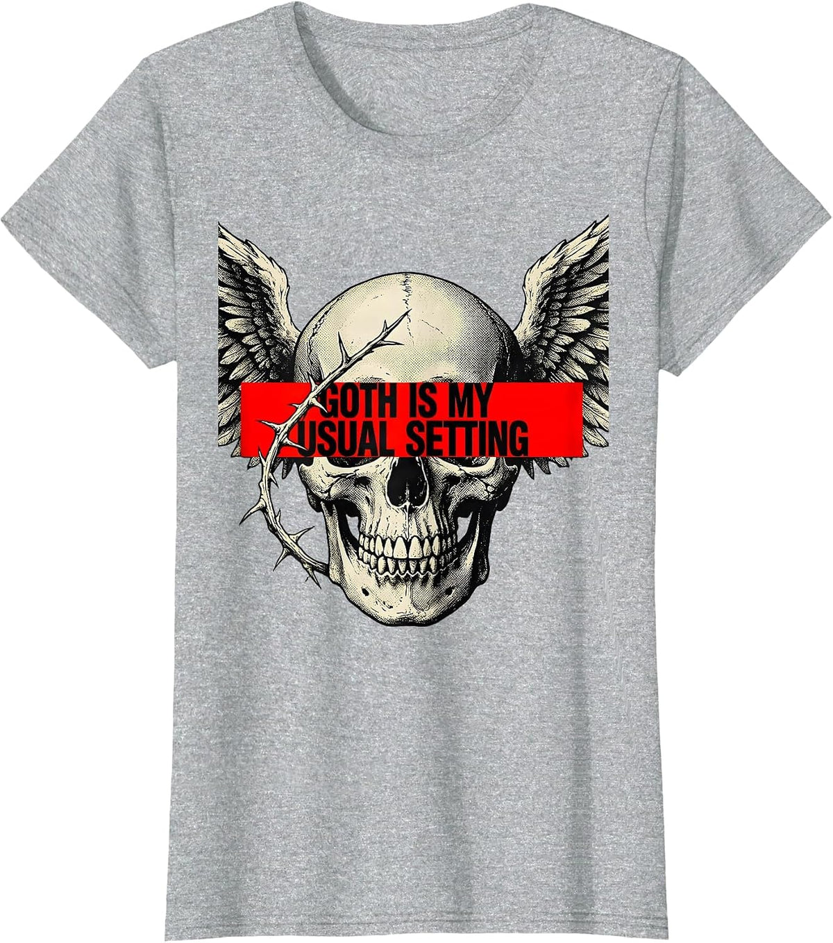 Goth Is My Usual Setting Gothic Alt Grunge Emo Girl Y2K T-Shirt - Heather Grey