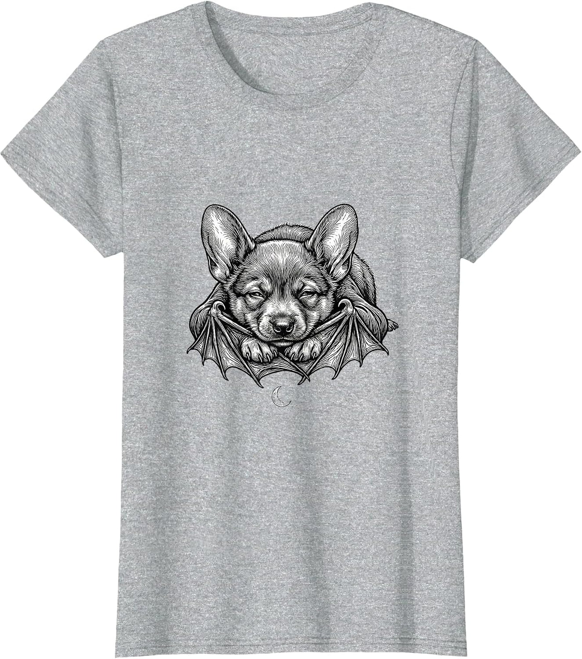 Women's Cute Bat Resting Bat Lover Halloween Nature Humor T-Shirt - Heather Grey