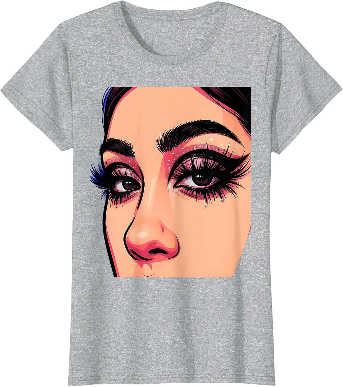 Raccoon Eyeliner Extreme Closeup 2000s Portrait T-Shirt - Heather Grey