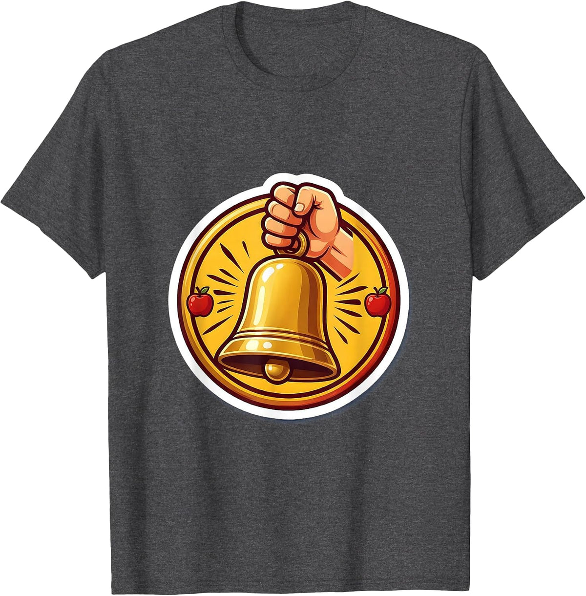 Third Grade Teacher Old School Bell Illustration T-Shirt - Dark Heather Grey
